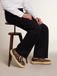 Men's Space-Star leopard print pony skin with black star and heel