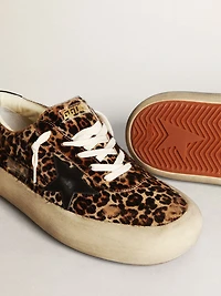 Men's Space-Star leopard print pony skin with black star and heel