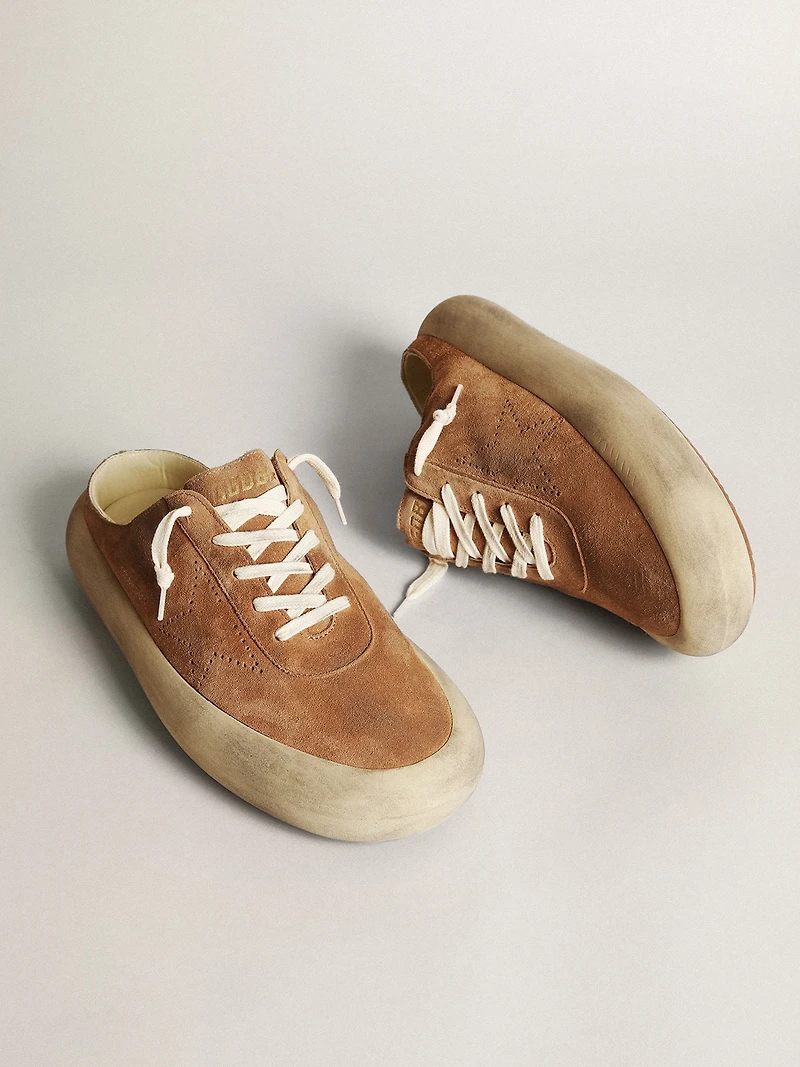 Men's Space-Star Sabots tobacco suede with perforated star