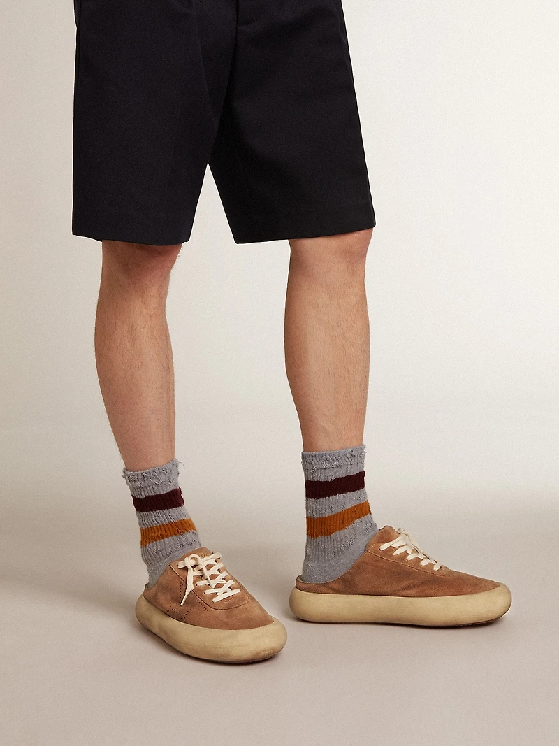 Men's Space-Star Sabots tobacco suede with perforated star