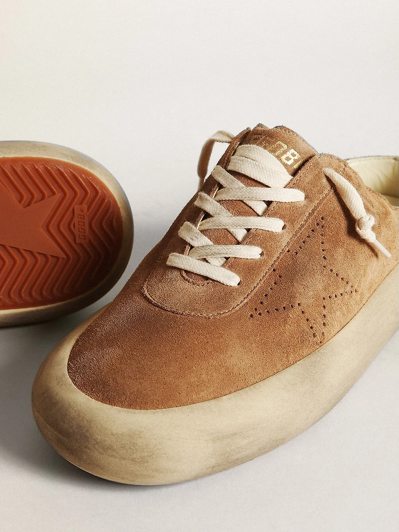 Men's Space-Star Sabots tobacco suede with perforated star