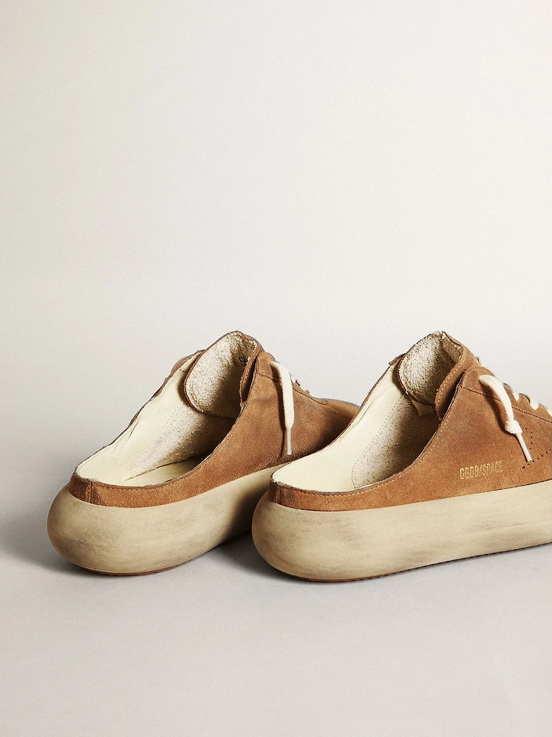 Men's Space-Star Sabots tobacco suede with perforated star