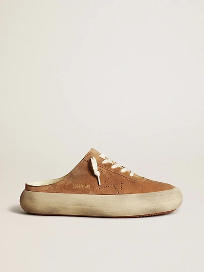 Men's Space-Star Sabots tobacco suede with perforated star