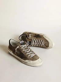 Super-Star LTD military-green suede with screen-printed star