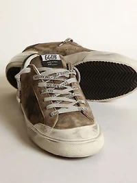 Super-Star LTD military-green suede with screen-printed star
