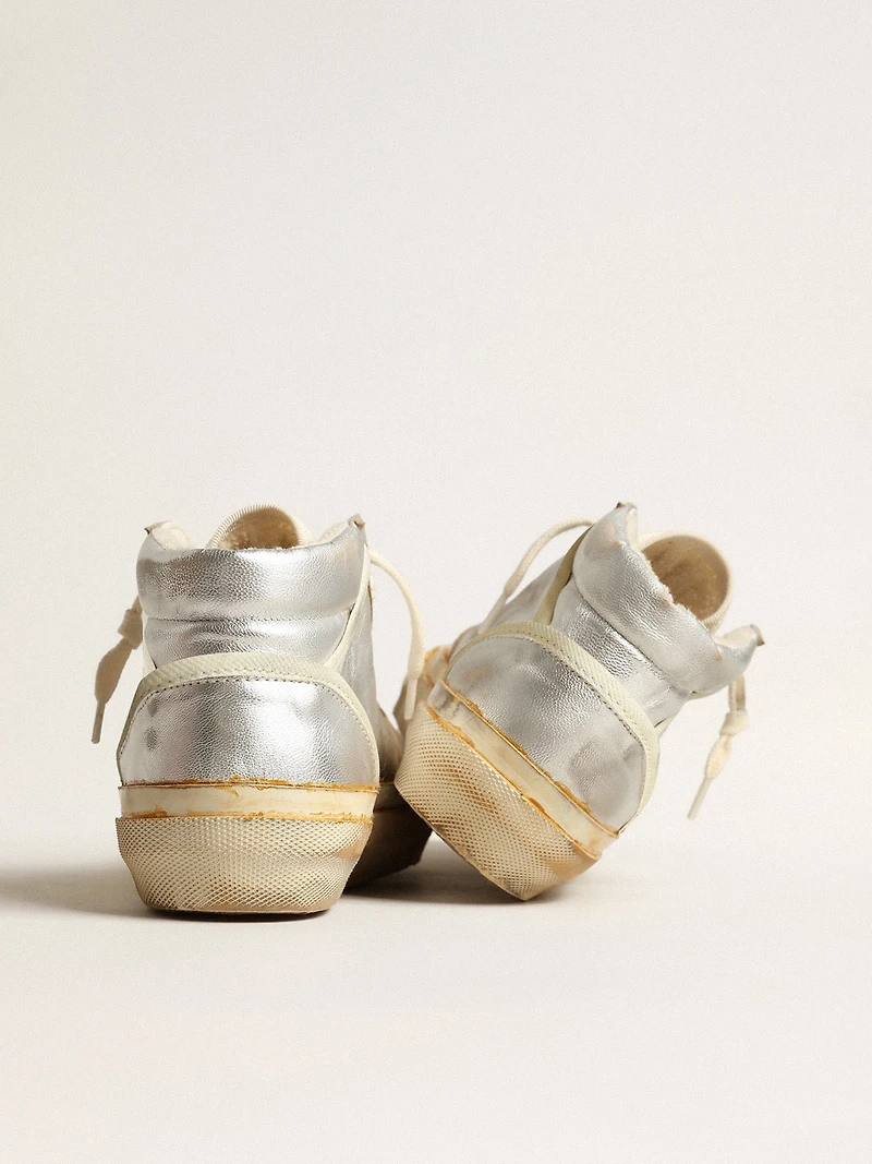 Men’s Mid star silver metallic leather with ivory