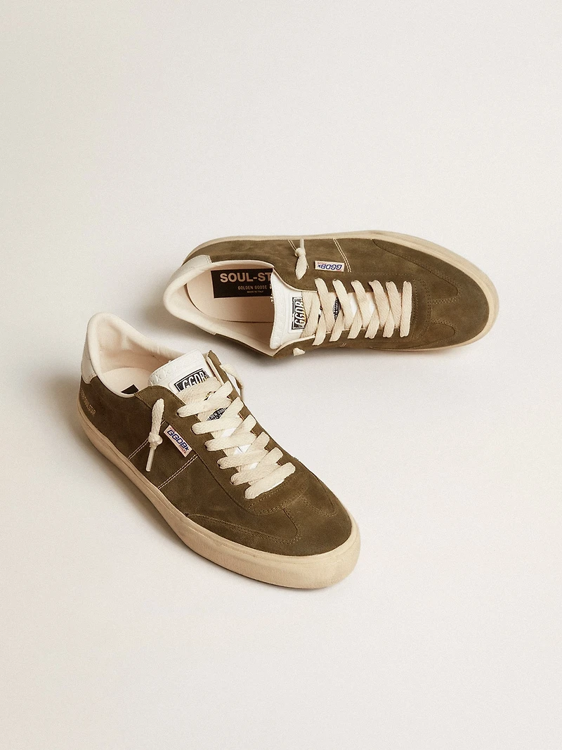 Men's Soul Star green suede with white leather heel tab and tongue