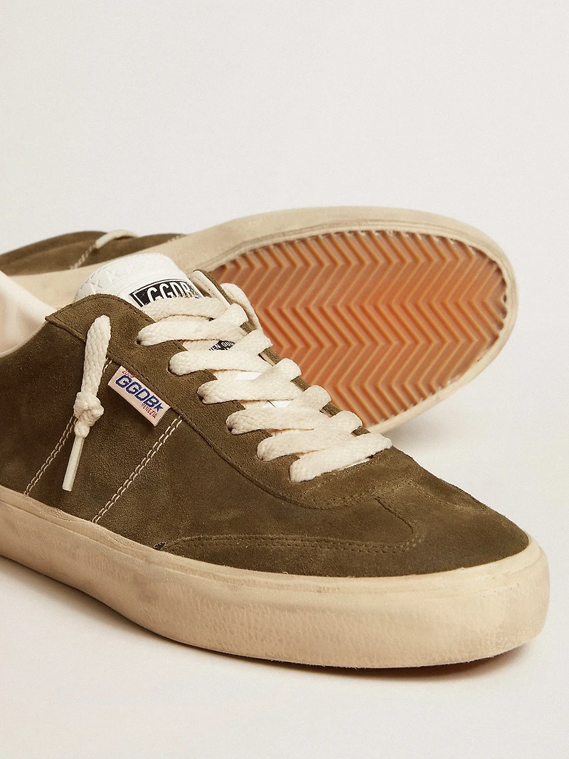 Men's Soul Star green suede with white leather heel tab and tongue