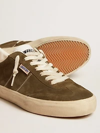 Men's Soul Star green suede with white leather heel tab and tongue