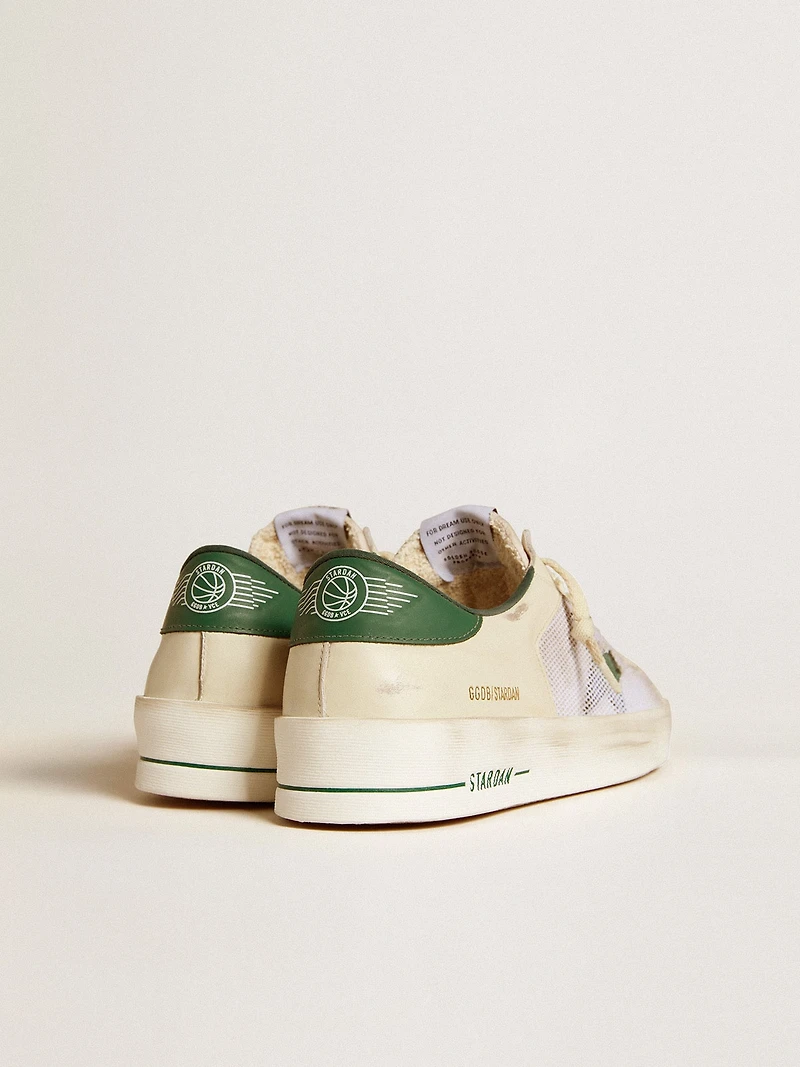 Stardan white suede and mesh with green leather star heel tab