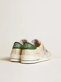 Stardan white suede and mesh with green leather star heel tab