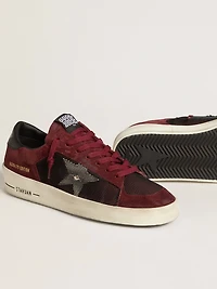 Men's Stardan black mesh and burgundy suede with white leather star