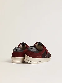 Men's Stardan black mesh and burgundy suede with white leather star