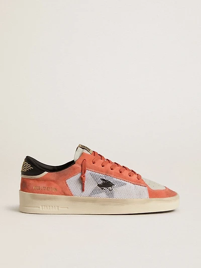 Stardan LTD coral-colored suede and mesh with black leather star