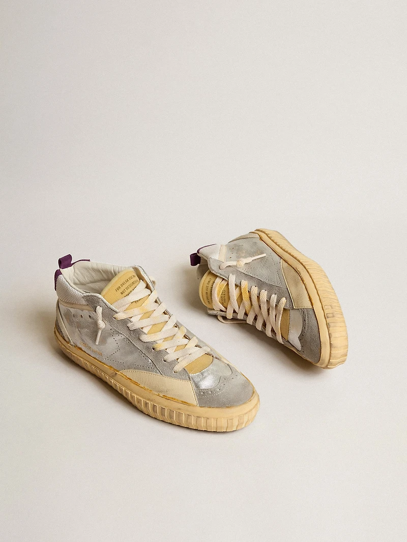 Mid star LAB silver metallic leather and mesh with perforated