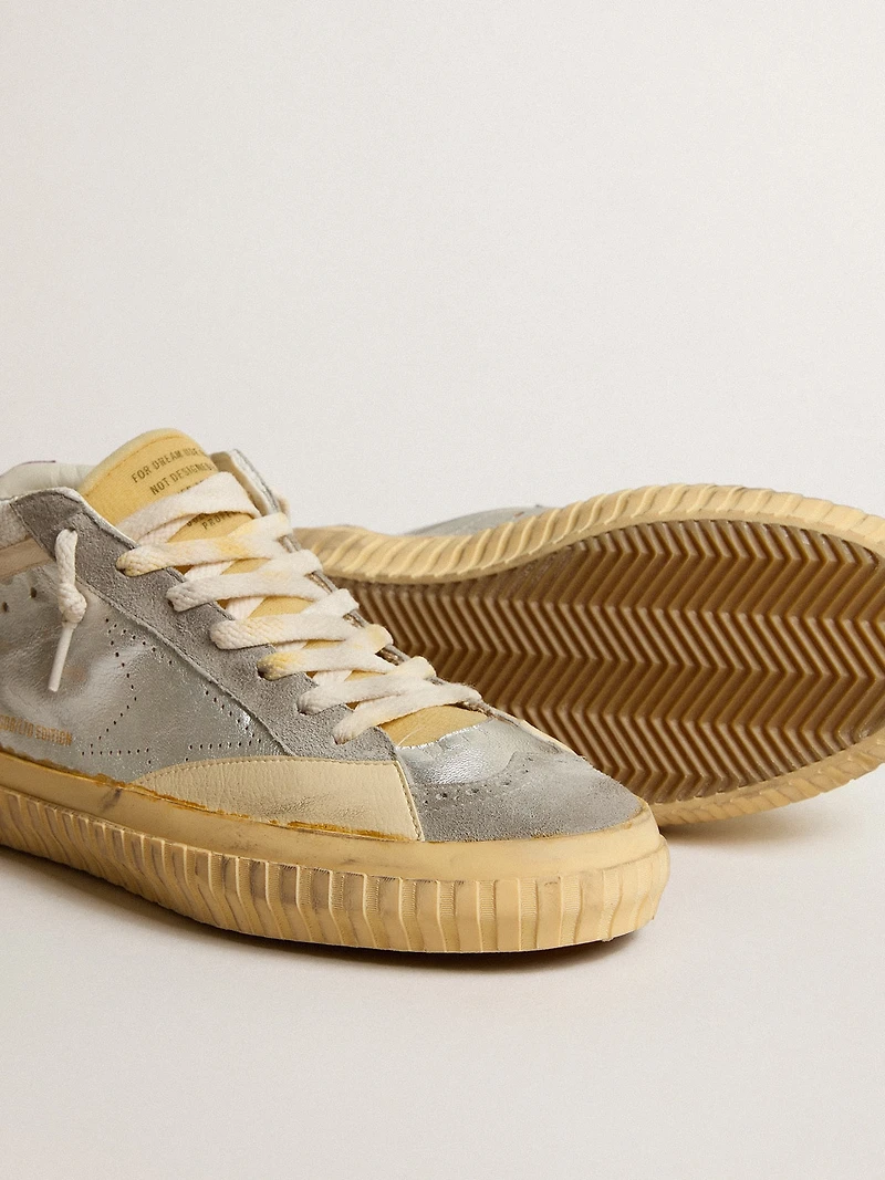 Mid star LAB silver metallic leather and mesh with perforated