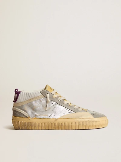 Mid star LAB silver metallic leather and mesh with perforated