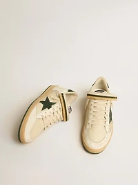 Ball star nylon and nappa with green suede heel tab