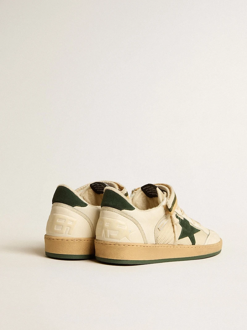 Ball star nylon and nappa with green suede heel tab