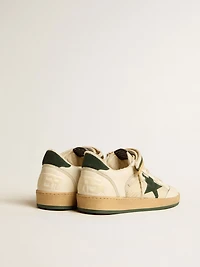 Ball star nylon and nappa with green suede heel tab