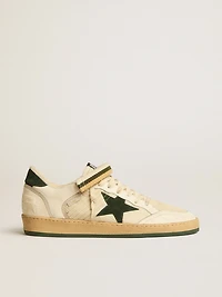 Ball star nylon and nappa with green suede heel tab