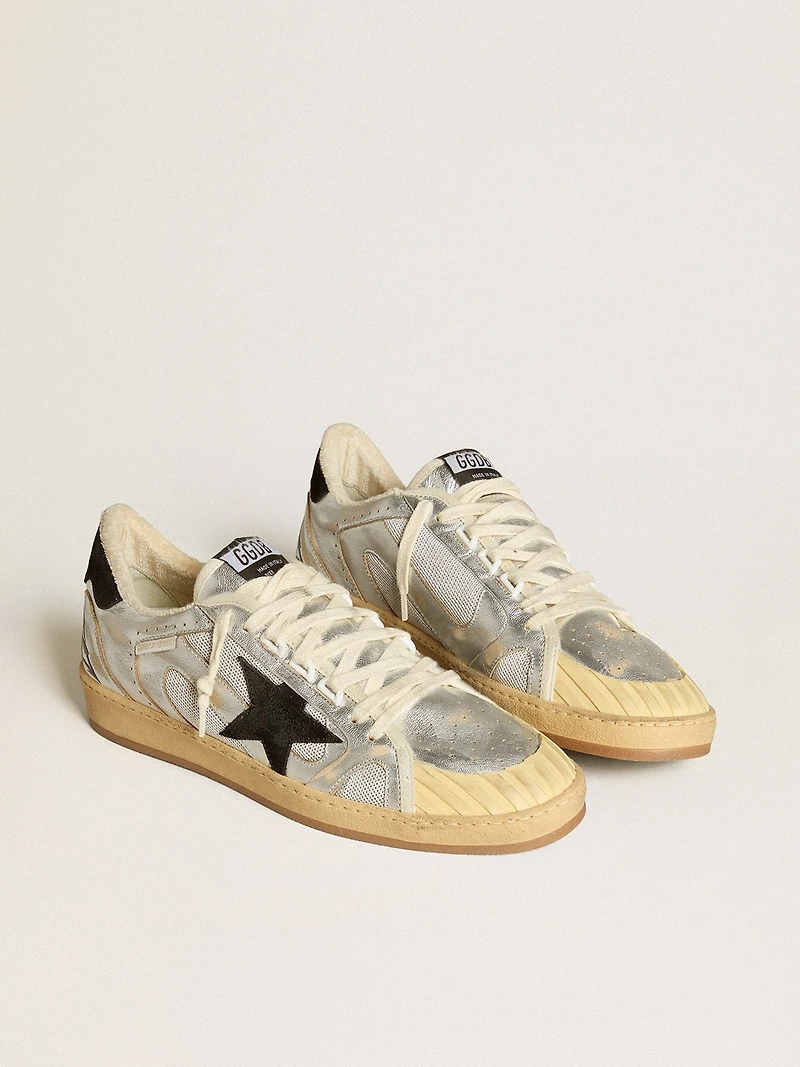 Ball star LAB silver leather with black suede and heel tab