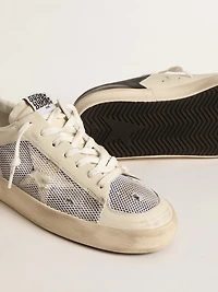 Stardan white leather and mesh with star