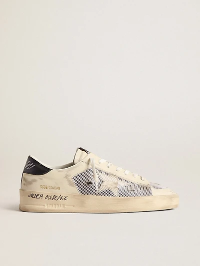 Stardan white leather and mesh with star