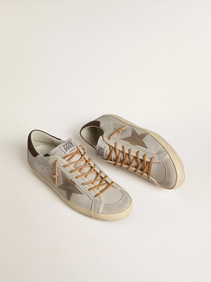 Men's Super-Star with tobacco-colored croc-print leather star and black heel tab