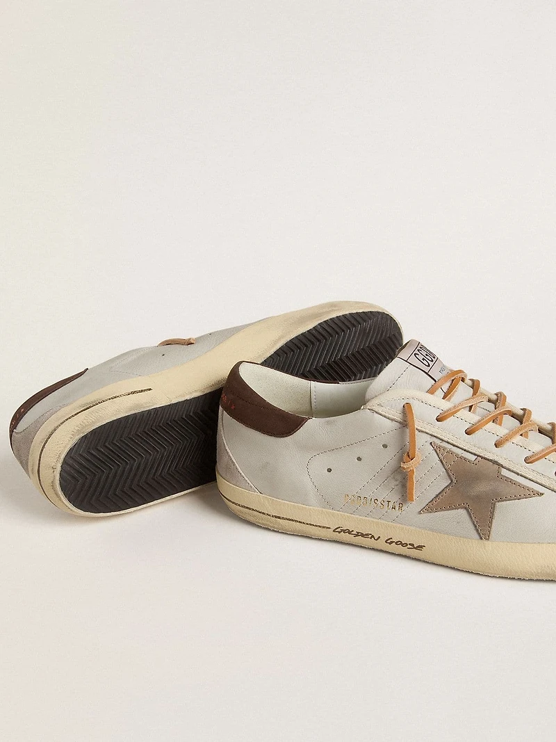 Men's Super-Star with tobacco-colored croc-print leather star and black heel tab