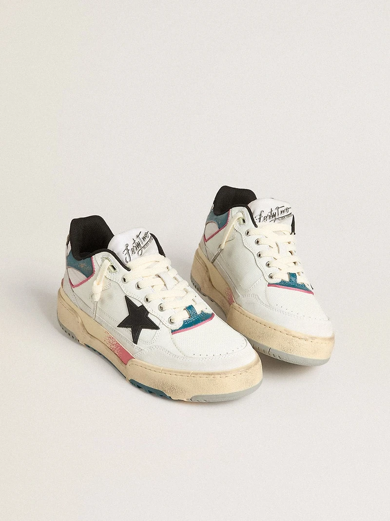 Men's Forty2 with black star and silver foiled leather heel tab