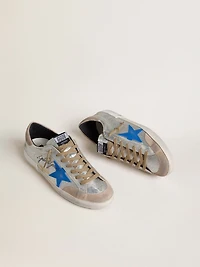 Men's Super-Star LTD silver metallic suede with leather star and heel tab