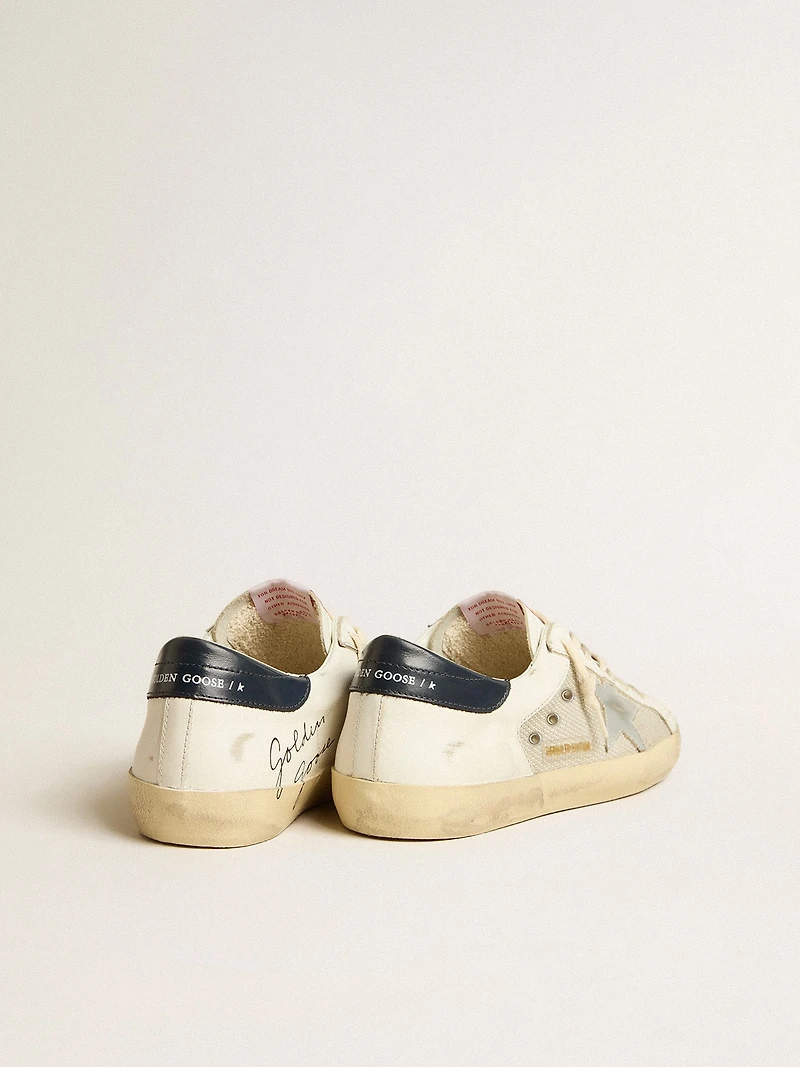 Men's Super-Star LTD mesh and leather with silver star blue heel tab