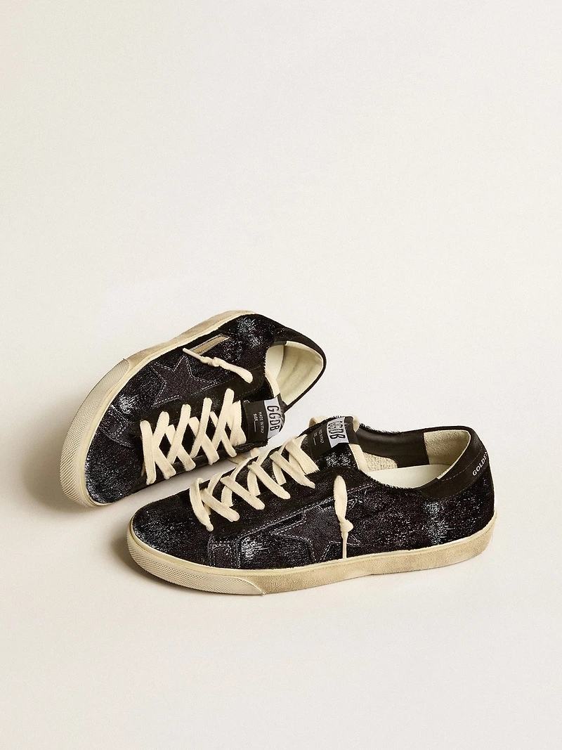 Men’s Super-Star black velvet and suede with star