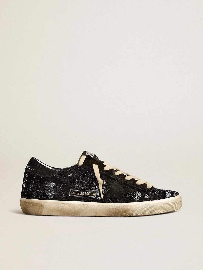 Men’s Super-Star black velvet and suede with star