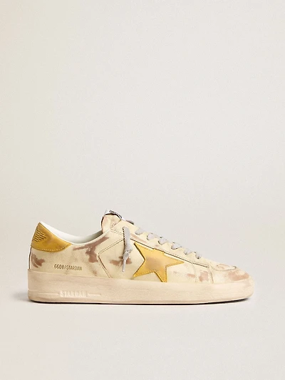 Men's Stardan beige leather with honey-colored nubuck star and heel tab