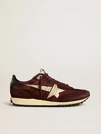 Men's Marathon with burgundy satin upper and platinum leather star