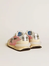 Men's Marathon pink nylon and gold suede with black printed star