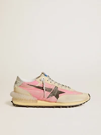 Men's Marathon pink nylon and gold suede with black printed star