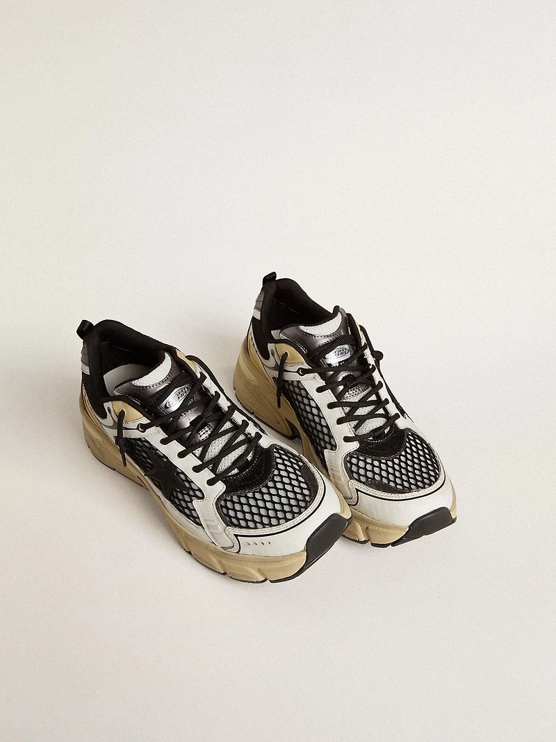 Men’s Lightstar white leather and black mesh with TPU star