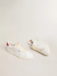 Matchstar glossy white leather with red heel tab