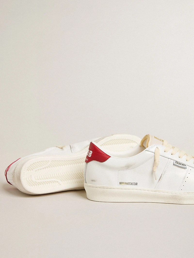 Matchstar glossy white leather with red heel tab