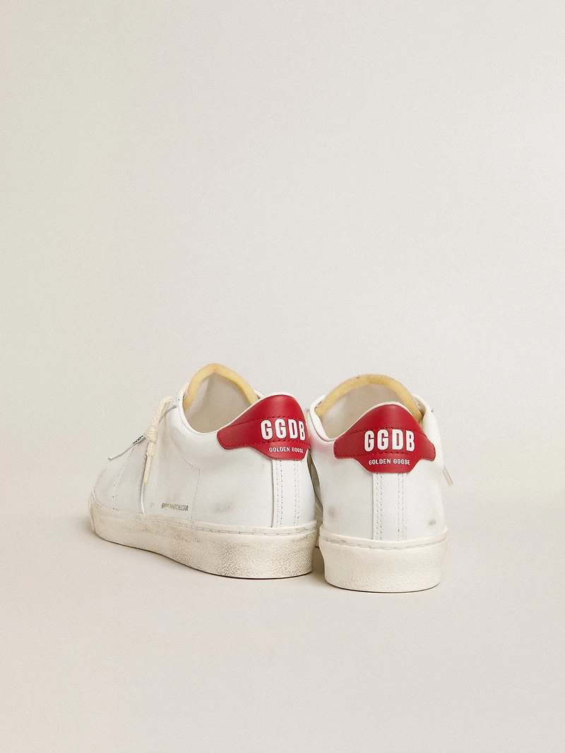 Matchstar glossy white leather with red heel tab