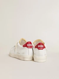 Matchstar glossy white leather with red heel tab