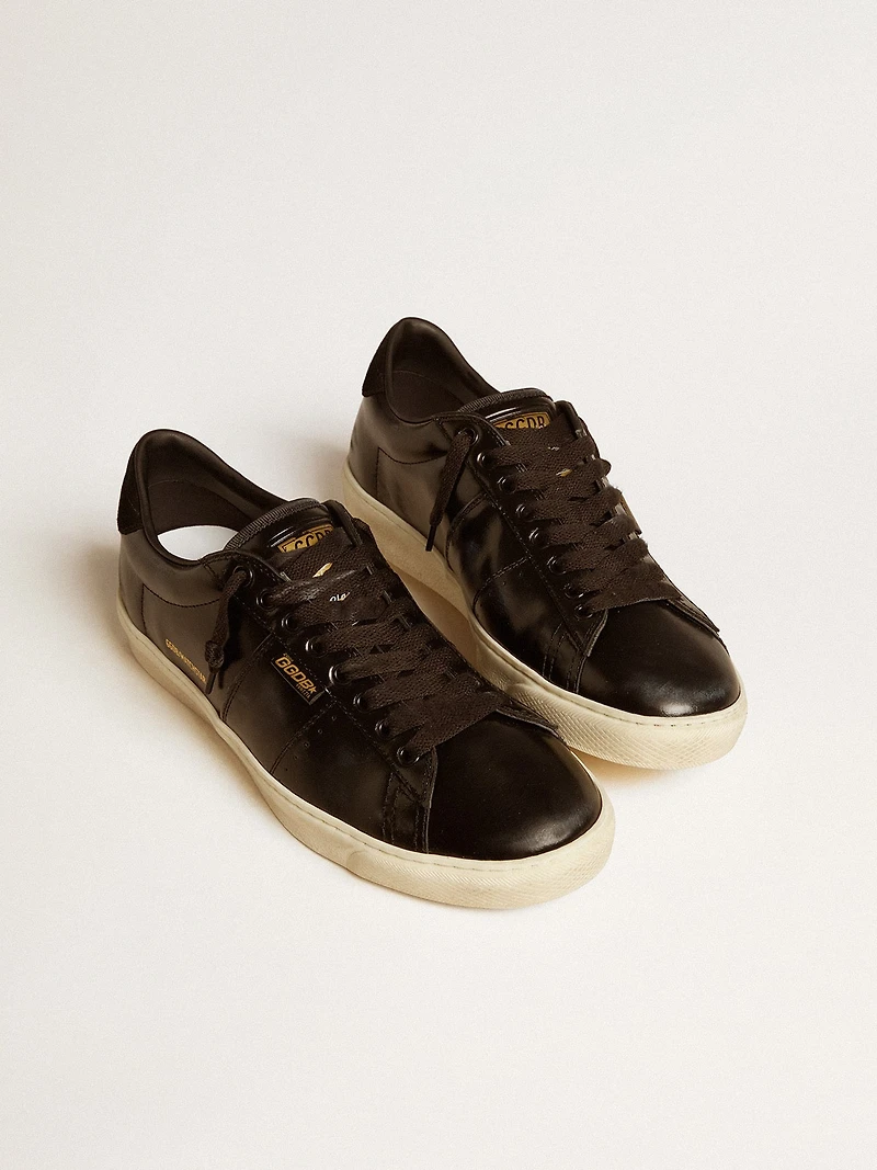 Men's Matchstar black leather with suede heel tab