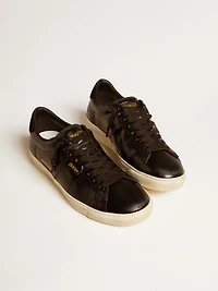 Men's Matchstar black leather with suede heel tab