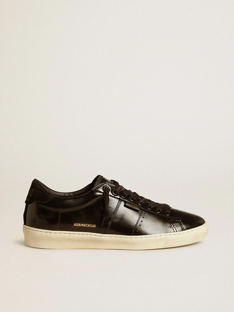 Men's Matchstar black leather with suede heel tab