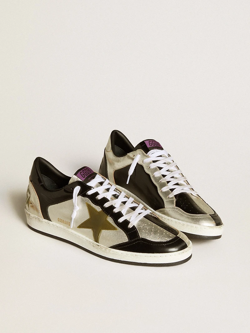 Men's Ball star LAB silver leather with brown and black heel tab
