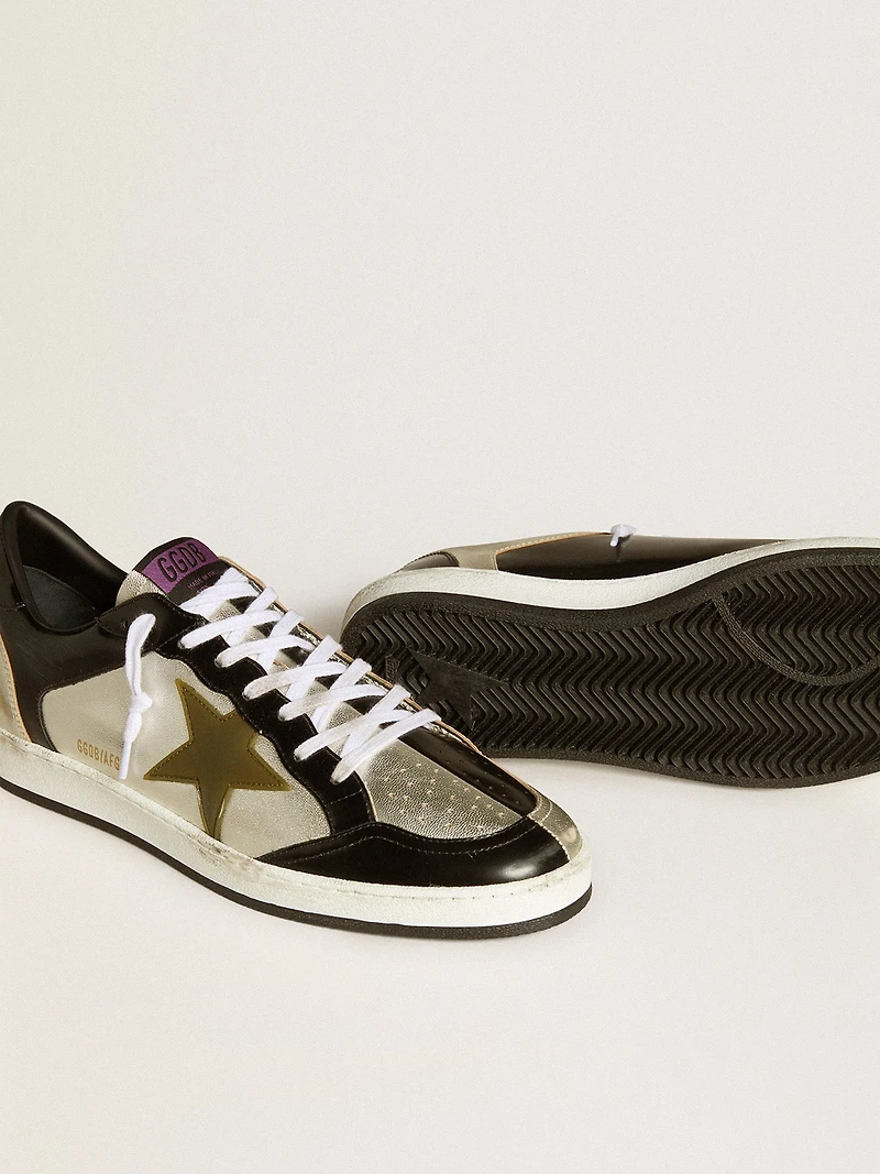 Men's Ball star LAB silver leather with brown and black heel tab