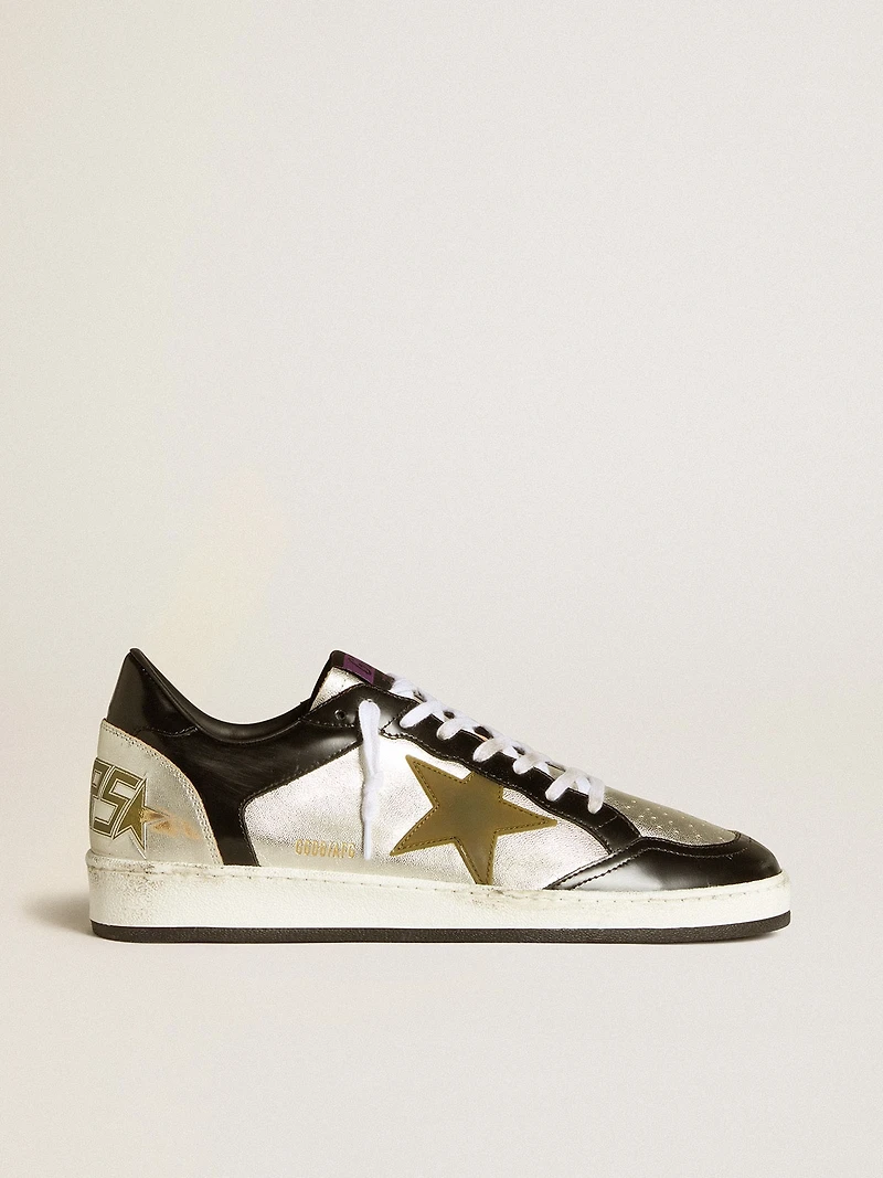 Men's Ball star LAB silver leather with brown and black heel tab